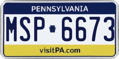 PA license plate MSP6673