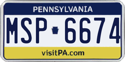 PA license plate MSP6674