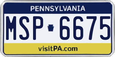PA license plate MSP6675