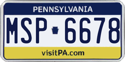 PA license plate MSP6678