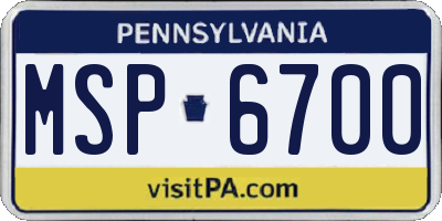 PA license plate MSP6700