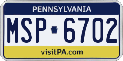 PA license plate MSP6702