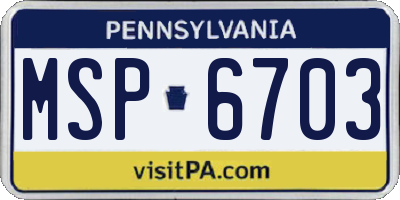 PA license plate MSP6703