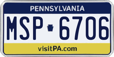 PA license plate MSP6706