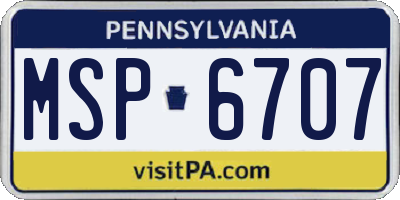 PA license plate MSP6707