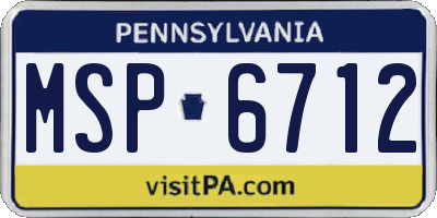 PA license plate MSP6712
