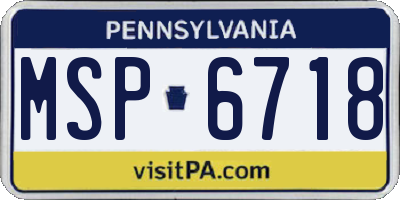 PA license plate MSP6718