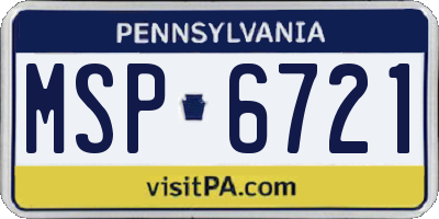 PA license plate MSP6721