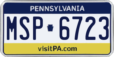 PA license plate MSP6723