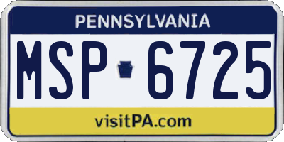 PA license plate MSP6725