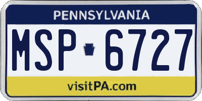 PA license plate MSP6727