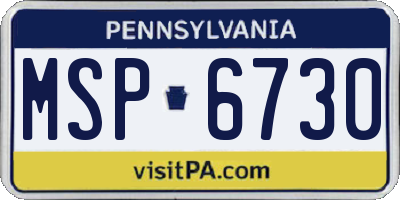 PA license plate MSP6730