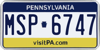 PA license plate MSP6747