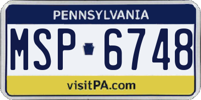 PA license plate MSP6748