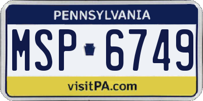 PA license plate MSP6749