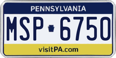 PA license plate MSP6750