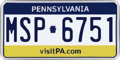 PA license plate MSP6751