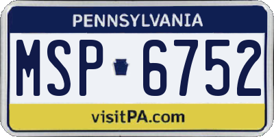 PA license plate MSP6752