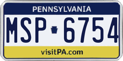 PA license plate MSP6754
