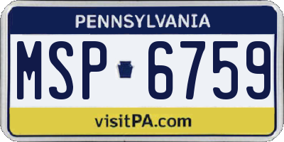 PA license plate MSP6759