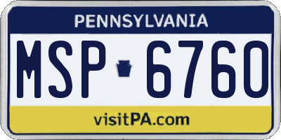 PA license plate MSP6760
