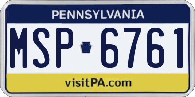 PA license plate MSP6761