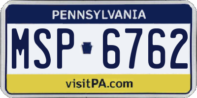 PA license plate MSP6762