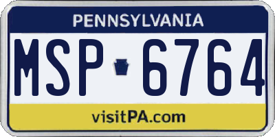 PA license plate MSP6764