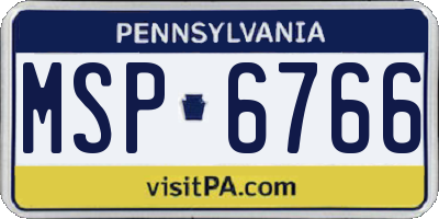 PA license plate MSP6766