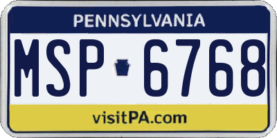 PA license plate MSP6768