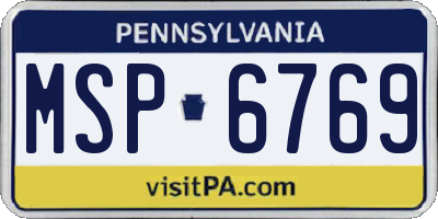 PA license plate MSP6769