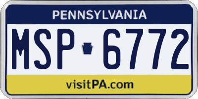 PA license plate MSP6772