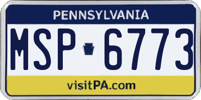 PA license plate MSP6773