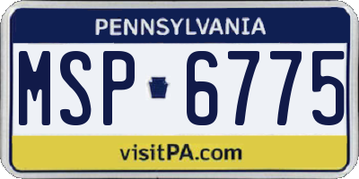 PA license plate MSP6775