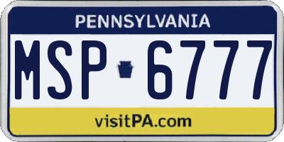 PA license plate MSP6777