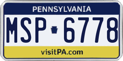 PA license plate MSP6778