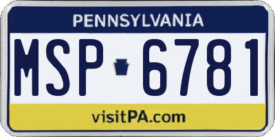 PA license plate MSP6781