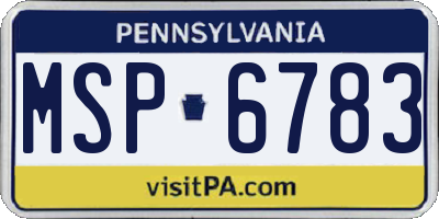 PA license plate MSP6783