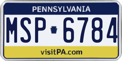 PA license plate MSP6784