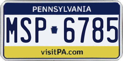 PA license plate MSP6785