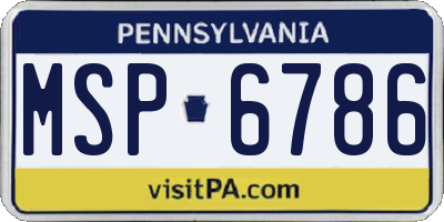 PA license plate MSP6786