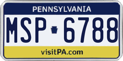 PA license plate MSP6788