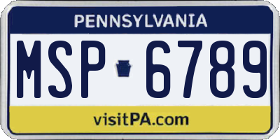 PA license plate MSP6789
