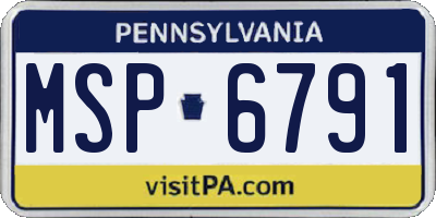 PA license plate MSP6791