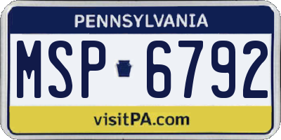 PA license plate MSP6792