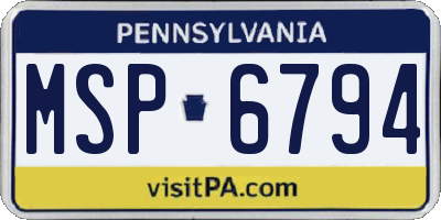 PA license plate MSP6794