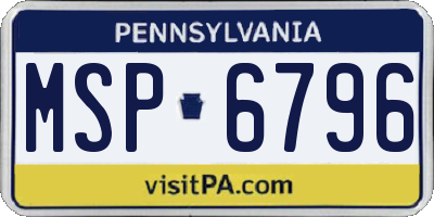 PA license plate MSP6796