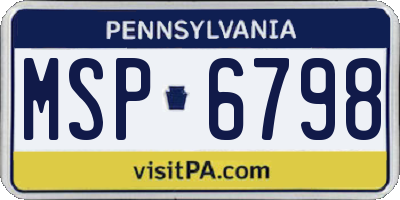 PA license plate MSP6798