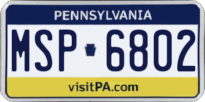 PA license plate MSP6802