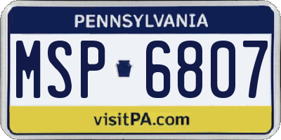 PA license plate MSP6807